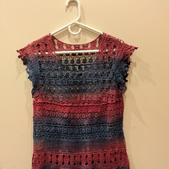 Blue and Pink Crochet top - Picture 1 of 6